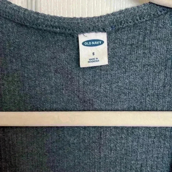 Old Navy blue ribbed tie front blouse - Picture 2 of 5